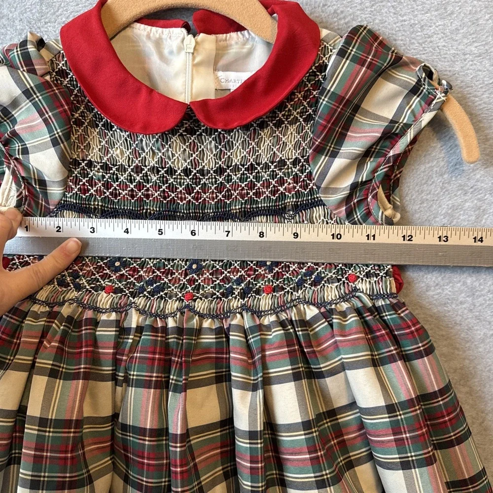 Charter Club Toddler Plaid Smocked Dress 4T Christmas Portrait Peter Pan Holiday